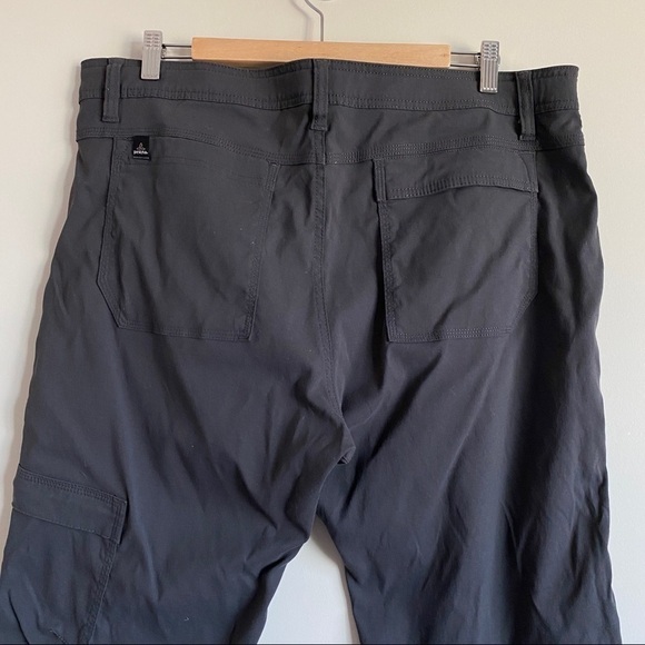PRANA Zion Stretch Pants Nylon Outdoor Roll up Belted Dark Grey Size 38X32 - Picture 4 of 12